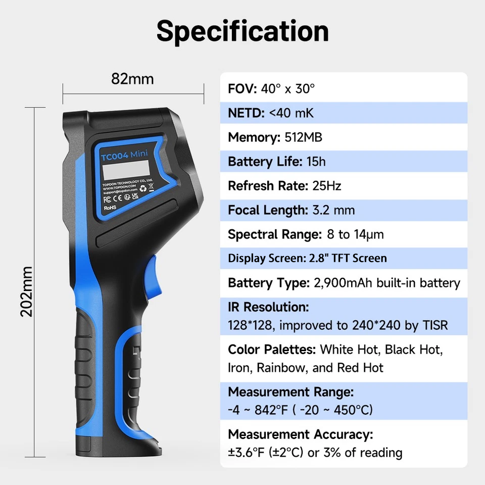 TOPDON TC004 Mini Handheld The - Topdon Tc001 Thermal Camera recension och pris